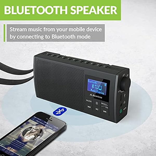 Avantree Soundbyte 860s Portatile Radio FM con Altoparlante Bluetooth 5.0, Lettore MP3 e SD, 3 in 1, Potente 6W, Auto Scansione & Memorizzazione, Batteria Ricaricabile 8H, Radiolina Piccola Esterno